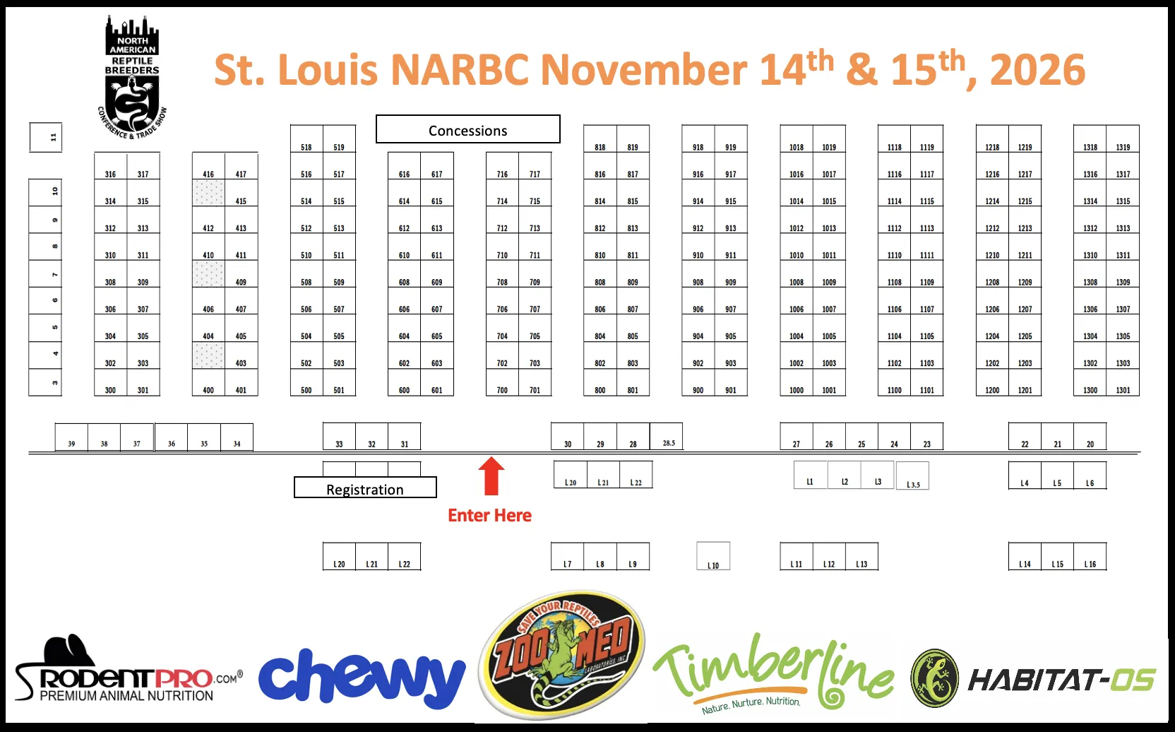 St. Louis booth floor map — last published layout